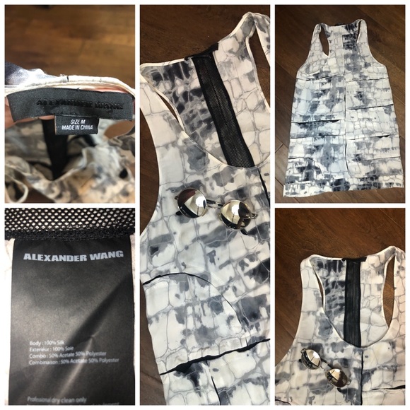 Alexander Wang Marbled Silk Summer Shift Dress - Picture 2 of 8